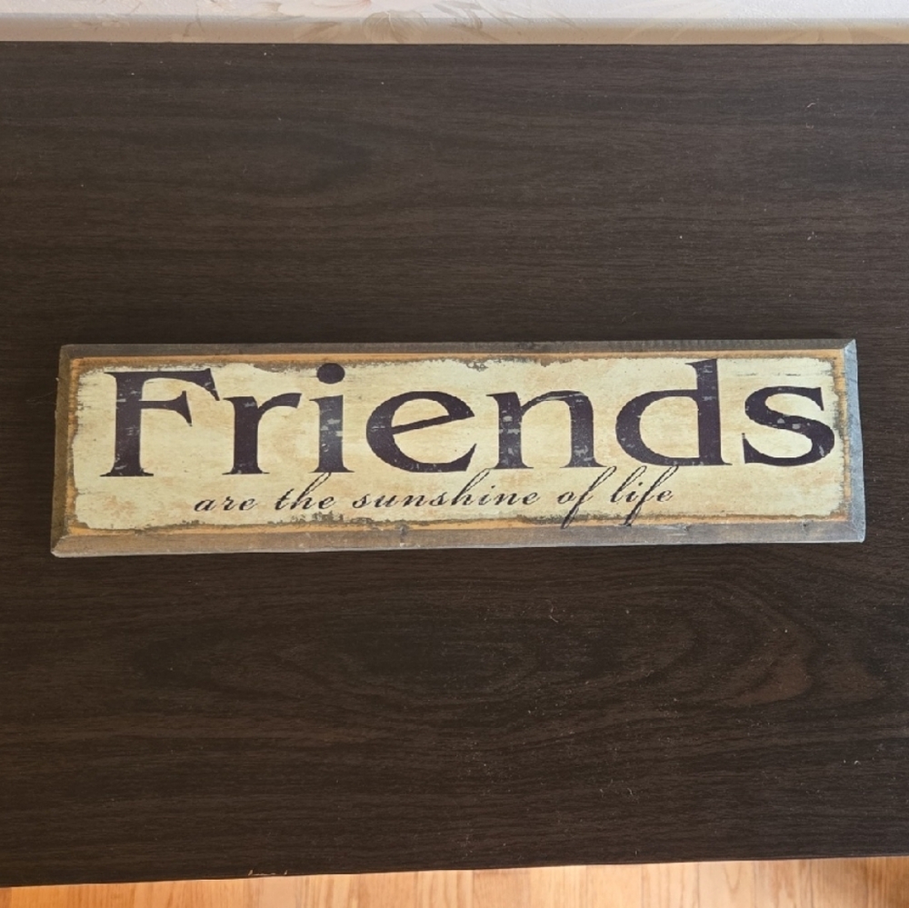 Rustic Friends Wall Sign - Cream and Black